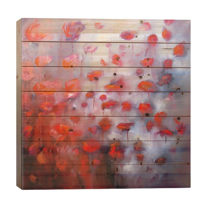 Petals In The Wind II Print On Wood by J.A Art - Multi-Color - 26x26x1.5