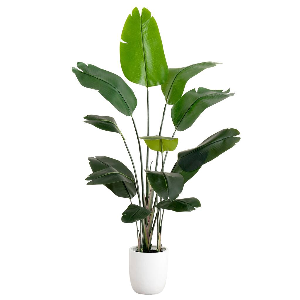 7-ft Artificial Bird of Paradise Tree with Resin Stone Planter