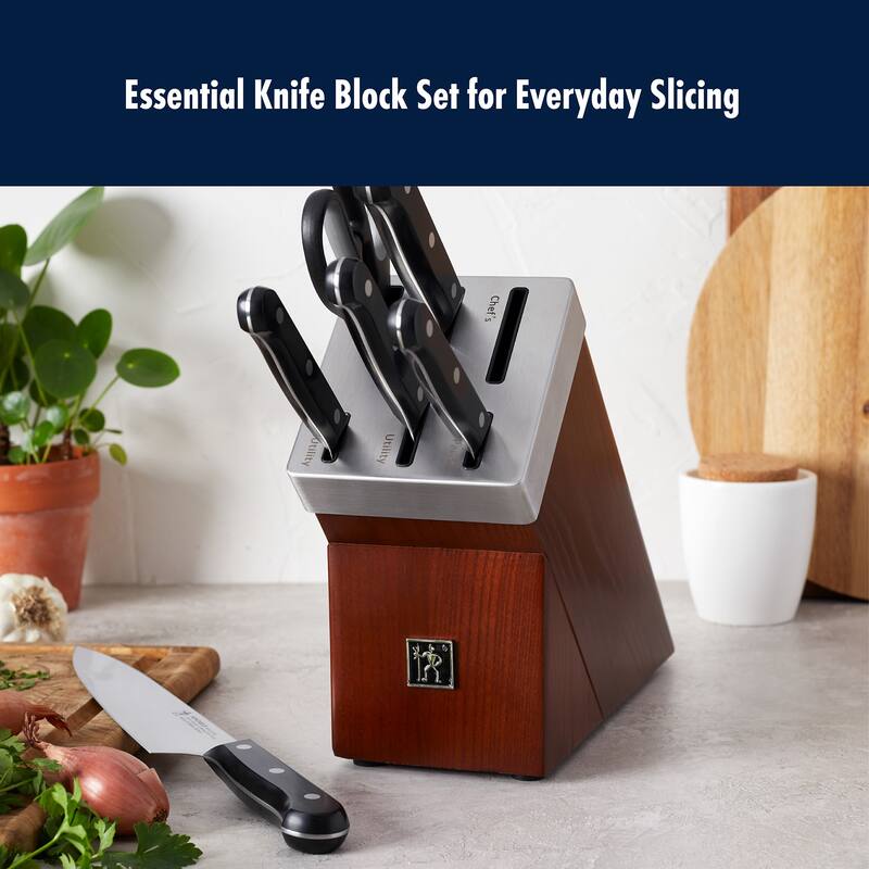 HENCKELS Solution Self-Sharpening Knife Block Set - Brown