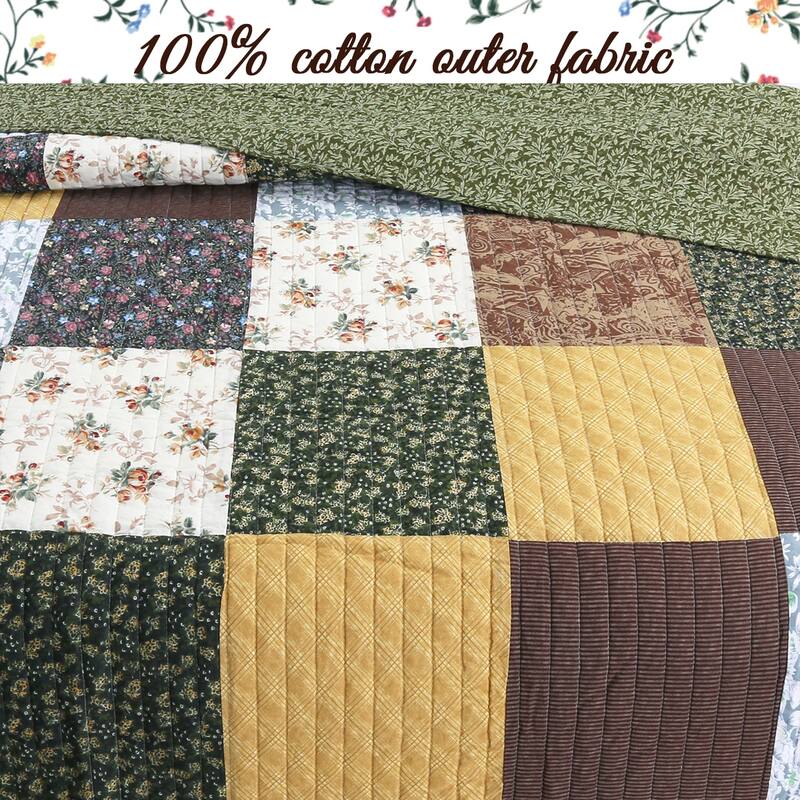 Cozy Line Andy Patchwork 3 Piece Reversible Cotton Quilt Bedding Set