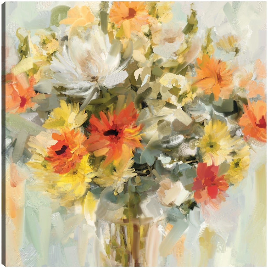 Mason Jar Flowers By Studio Arts Canvas Art Print