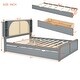 preview thumbnail 25 of 36, Queen Rattan Headboard Bed Frame with Storage Drawers and Pull-Out Trundle, Elegant Design, Durable Slat Support, White