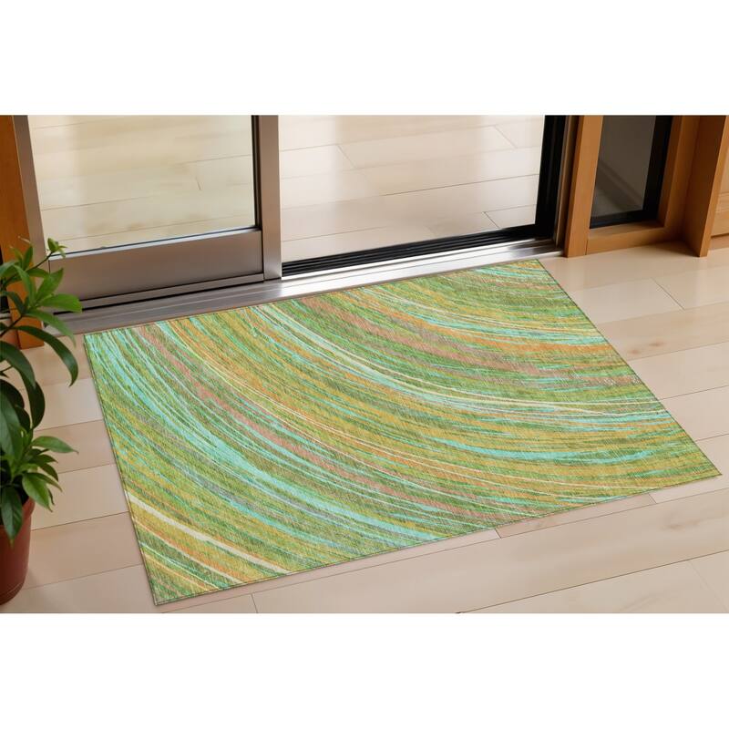 HomeRoots Abstract Transitional Rectangle Outdoor Rug - 3' x 5'
