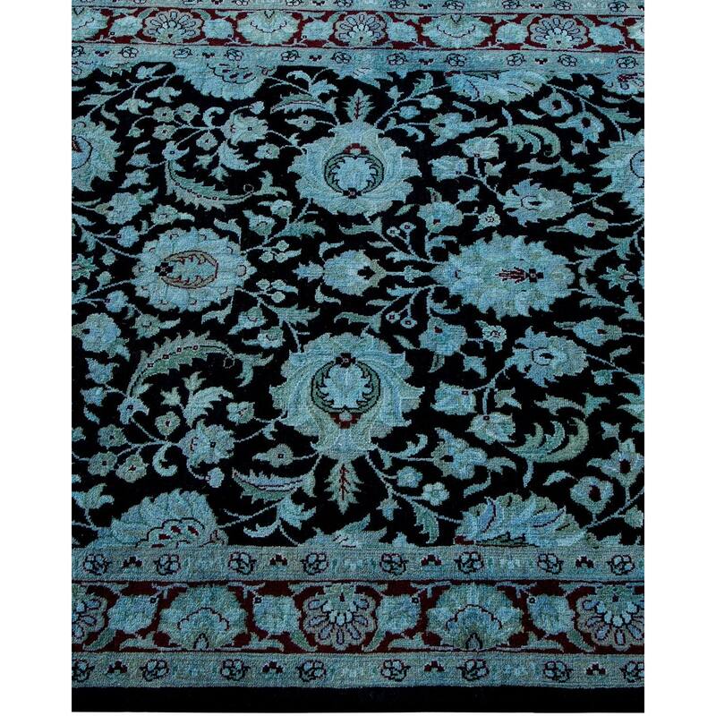 Overton Hand Knotted Wool Vintage Inspired Modern Contemporary Overdyed Blue Area Rug - 3' 1" x 5' 2"