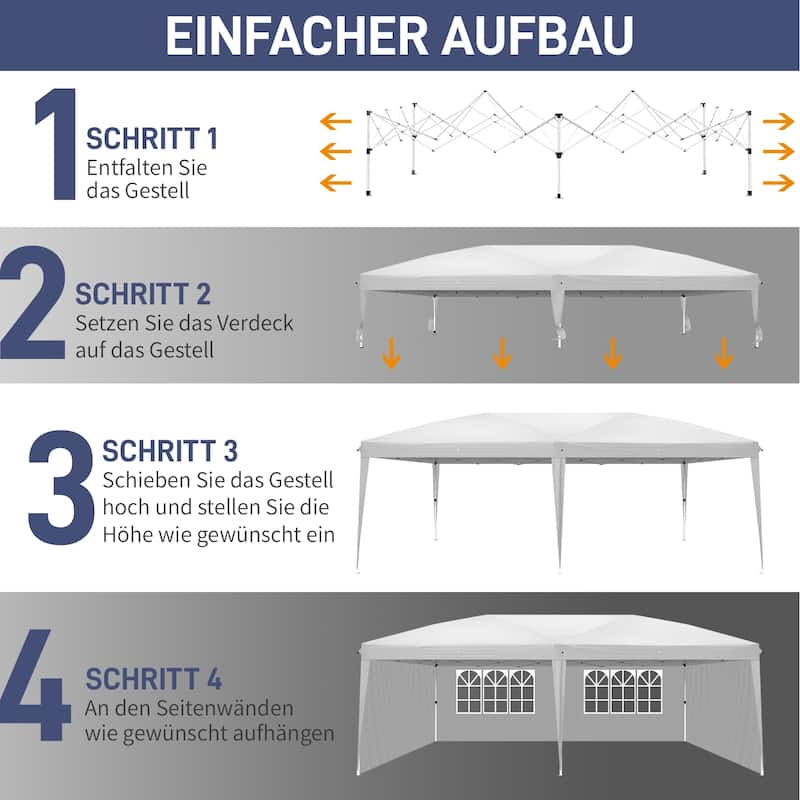 Large Waterproof Outdoor Event Tent 20x10 ft with Windows and Doors Heavy Duty Steel Frame Canopy for Parties Camping