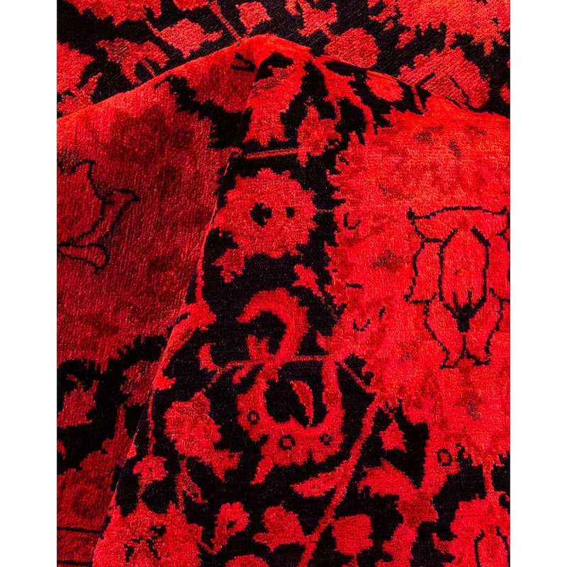 Overton Hand Knotted Wool Vintage Inspired Modern Contemporary Overdyed Red Area Rug - 8' 1" x 10' 4"
