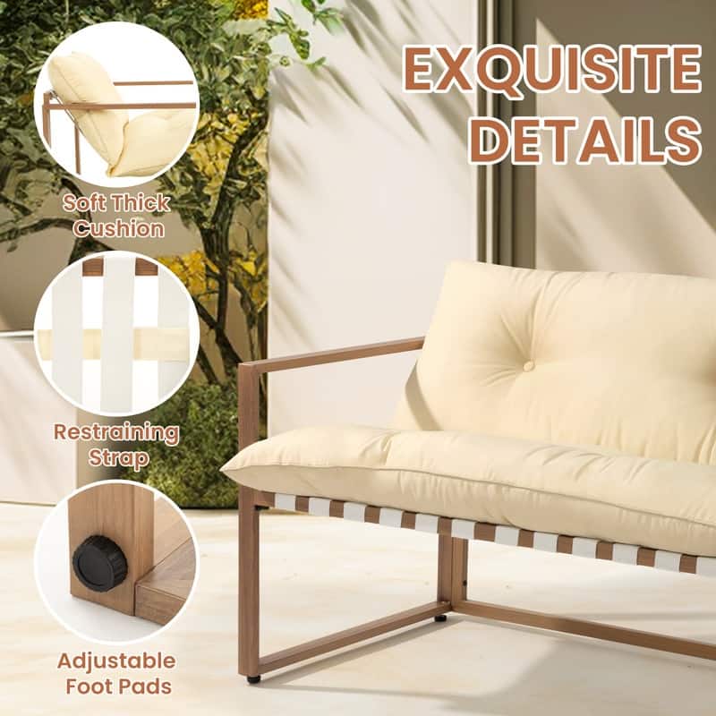 4-Piece Metal Outdoor Patio Conversation Sets with Cushions