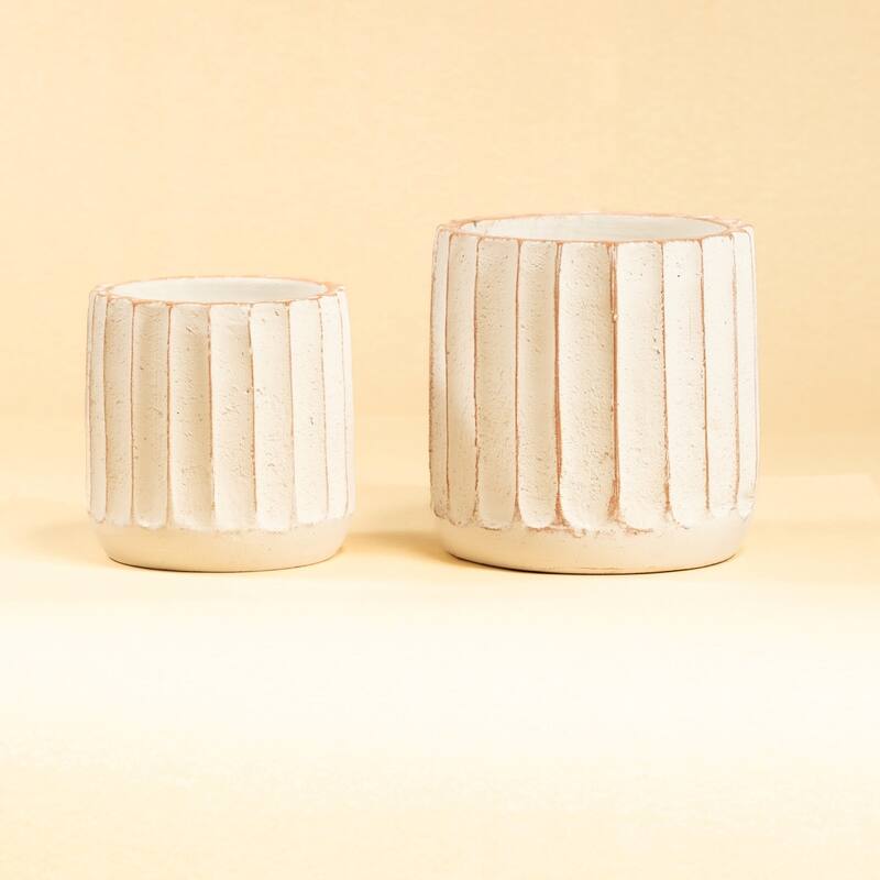 Rustic Fluted Pot - 20" - White