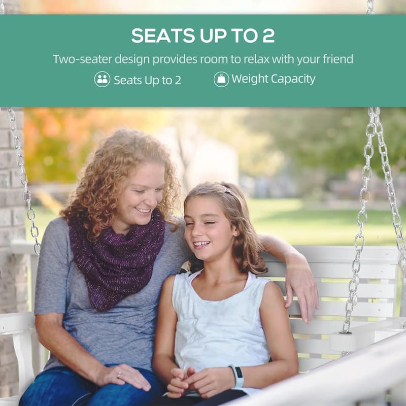 Heavy-Duty 2-Seat Wooden Porch Swing,440lb Capacity,Cup Holders,Chains