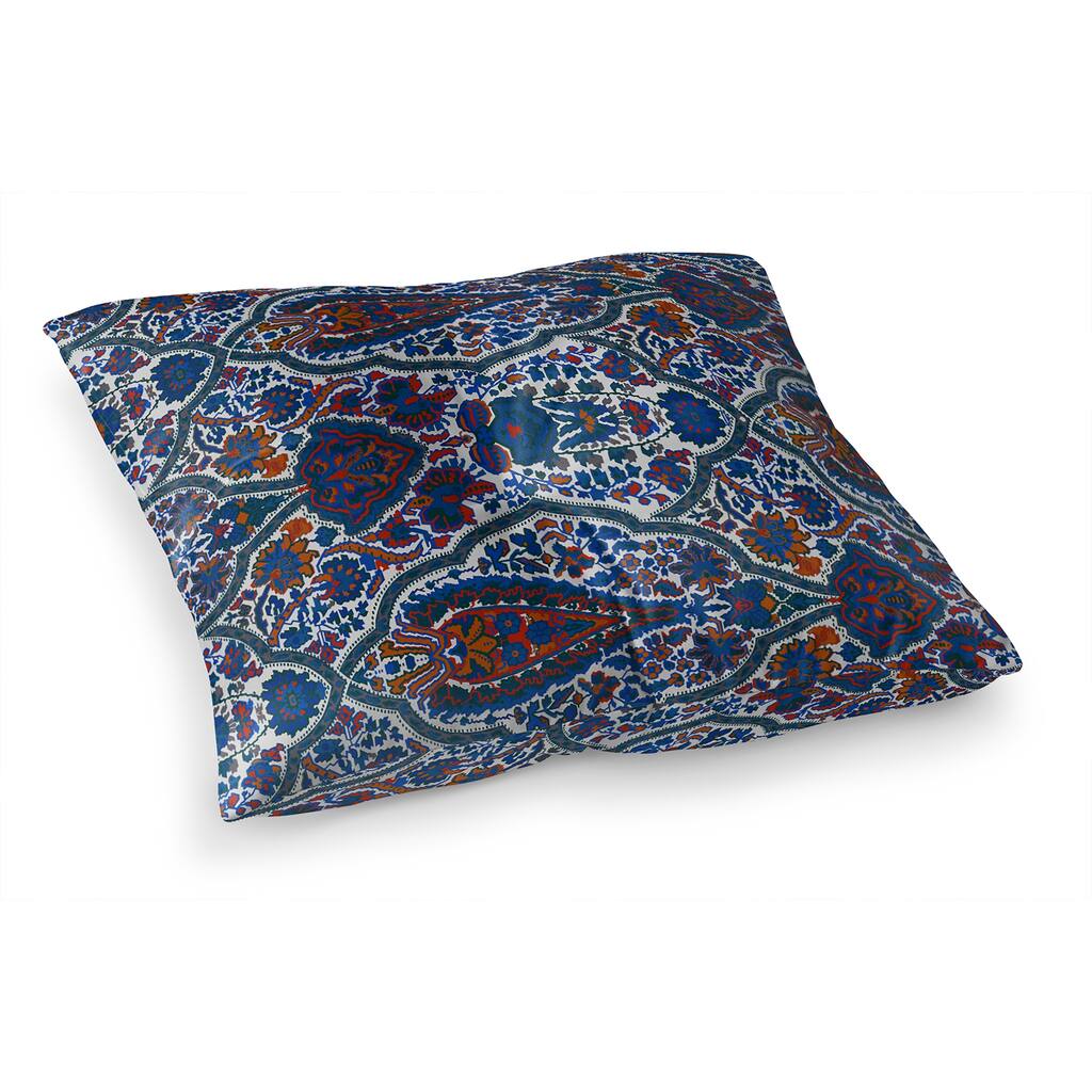 KIRMAN BLUE AND ORANGE Floor Pillow By Kavka Designs