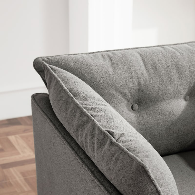 Chenille & Wood Oversized Lounge Chair with Thick 15" Cushion, Removable Armrests, and Button-Tufted Design