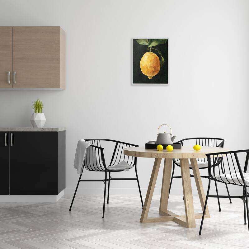 Stupell Abstract Yellow Lemon on Vine Pop over Black Framed Wall Art