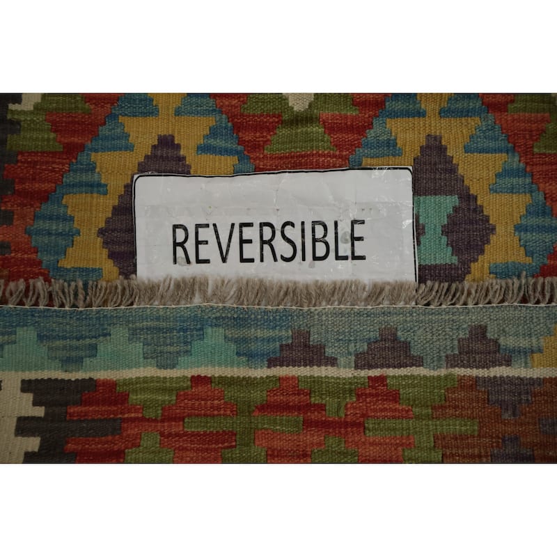 Hand Woven Oriental 100% Wool Carpet Southwestern Tribal Oranges & Rust Kilim Area Rug - 4' 10'' X 3' 5''