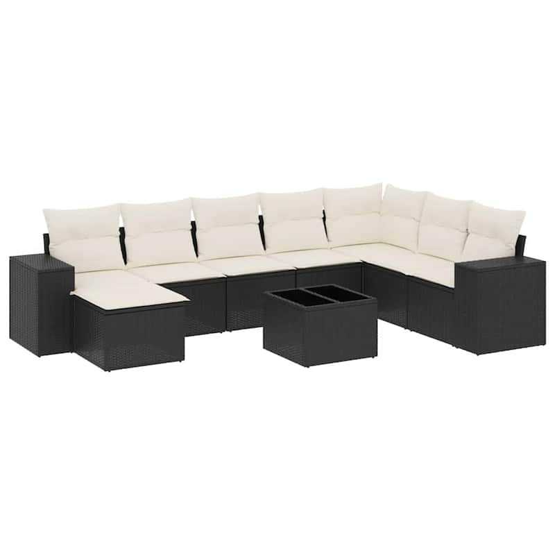 vidaXL Garden Sofa Set Black,Cream White - 122.0 x 78.7 x 27.2