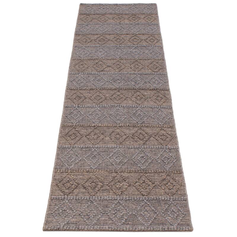 ECARPETGALLERY Braid weave Sienna Taupe Wool Rug - 2'8 x 10'2