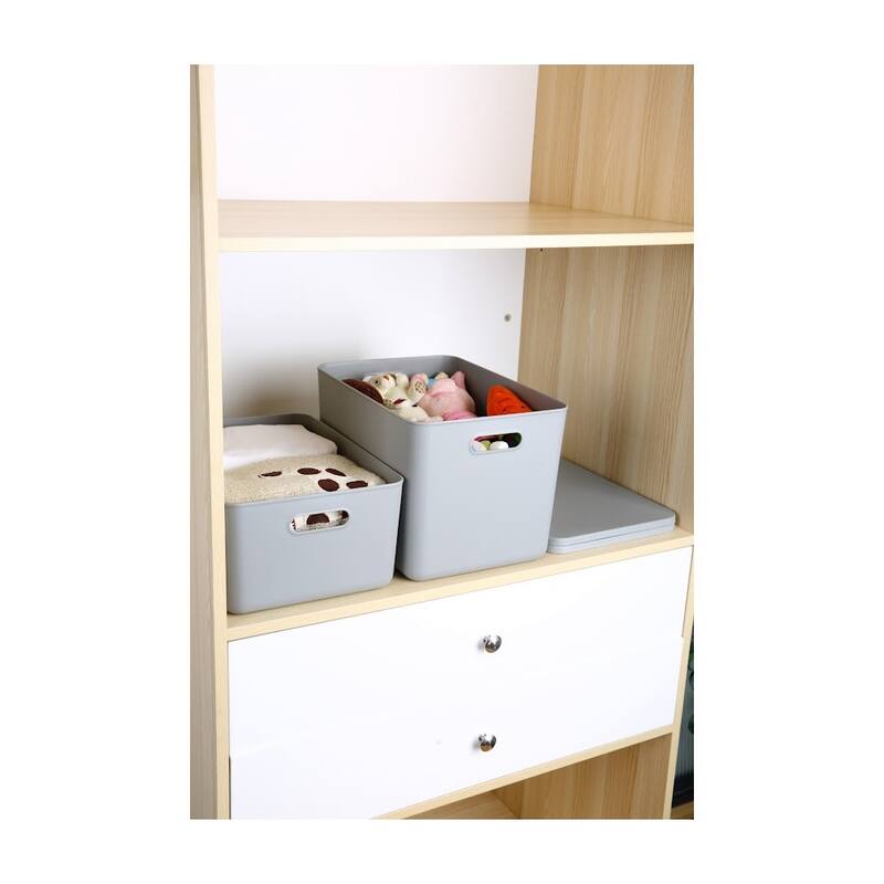 YBM Home Stackable Plastic Storage Bin with Lid, Grey
