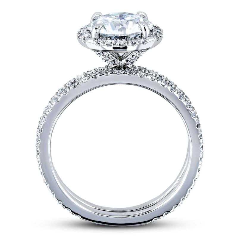 Kobelli 2.2 Carats Lab Grown Diamond Certified 14k Solid Gold Floating Halo 2pc Bridal Set