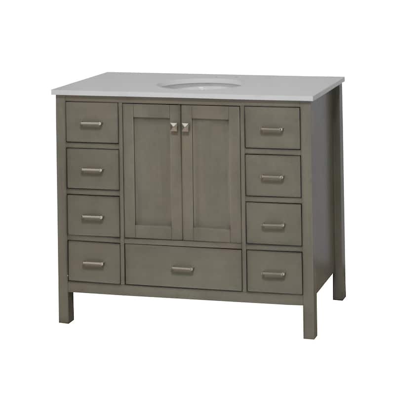 KitchenBathCollection Horizon 48" Bathroom Vanity with Engineered White Top