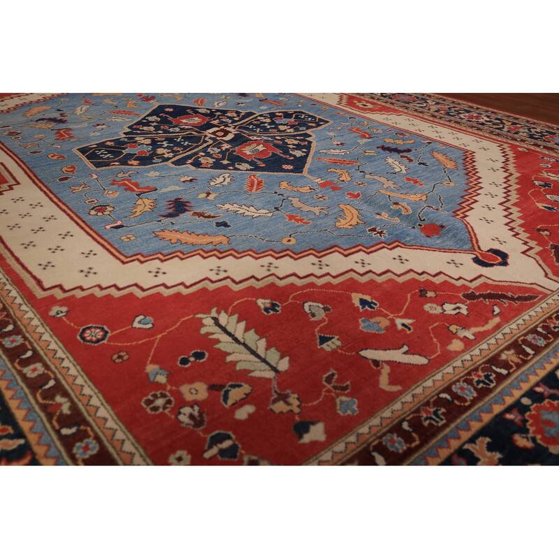 Vegetable Dye Red Sultanabad Oriental Rug Hand-Knotted Wool Carpet - 8'11" x 12'0"