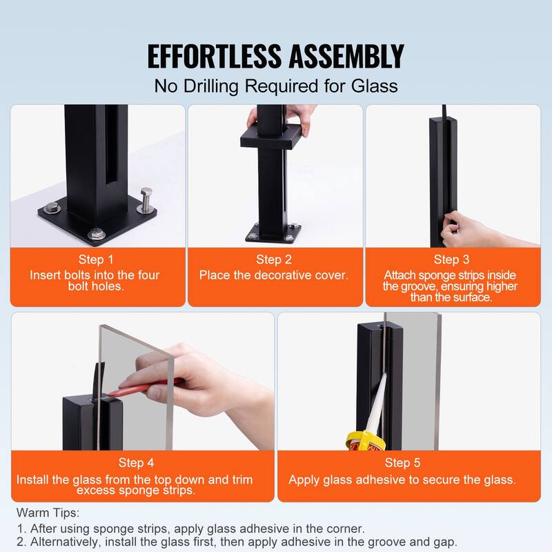 Glass Clamp, Height Glass Railing Bracket for 0.39 "-0.47 " Thickness Tempered Glass, 304 Stainless Steel Glass Mounting Clamp