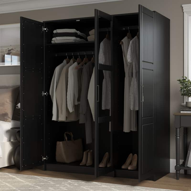 Palace Imports 100% Solid Wood Urban 3-door Wardrobe with Solid and Mirrored Doors