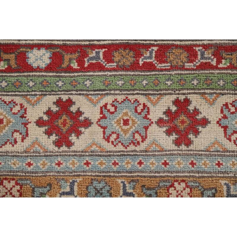 Hand Knotted Oriental 100% Wool Carpet Traditional All-Over Navy Blue & Blues Kazak Area Rug - 9' 8'' X 6' 6''