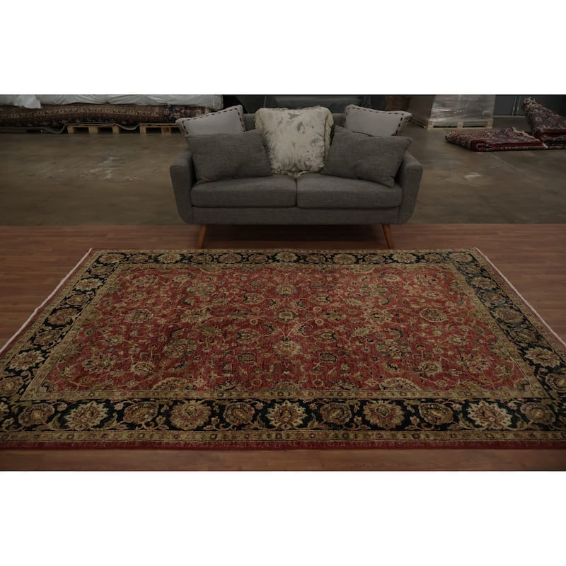 Hand Knotted Oriental 100% Wool Carpet Traditional Geometric Red Peshawar Area Rug - 9' 0'' X 6' 0''