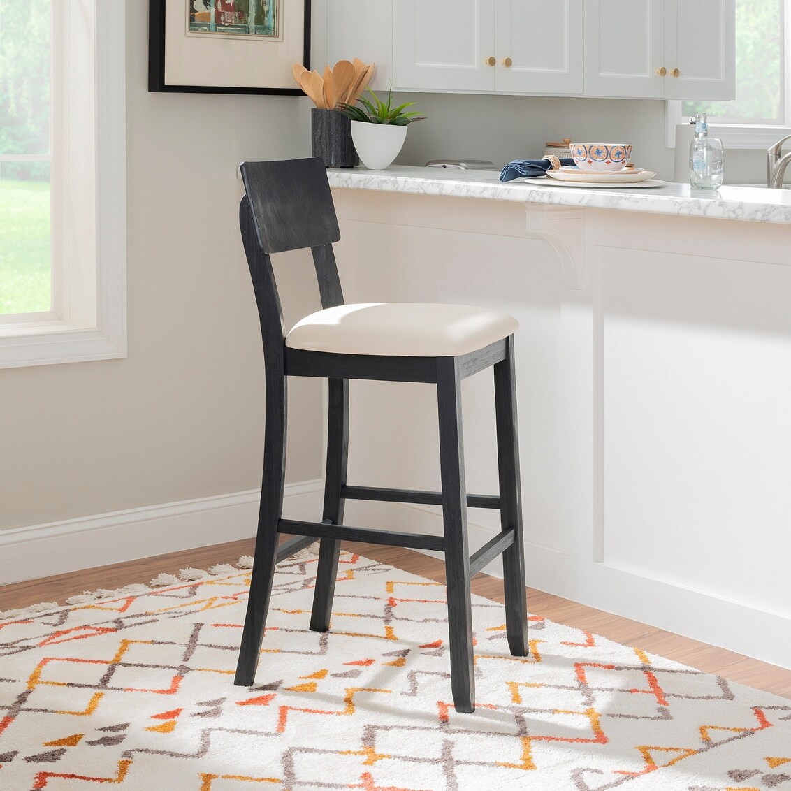 Charcoal leather hot sale bar stools