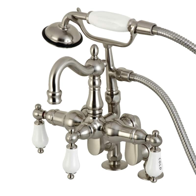 Vintage Deck Mount Clawfoot Tub Faucet with Hand Shower - Brushed Nickel