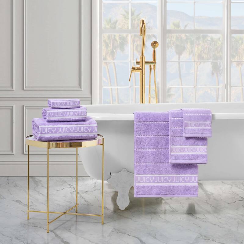 Juicy Couture Cotton Stripe 6 Piece Bath Towel Set 2 Bath towels 2 Hand towels 2 Washcloths - 28"x54"/16"x26"/12"x12"
