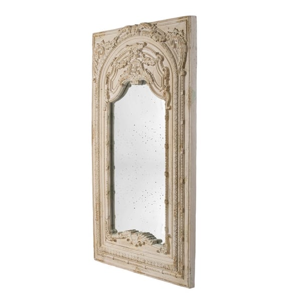 Shop Antique White 73 Inch Scroll Fauna Floor Mirror On Sale