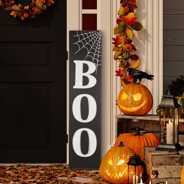 Wooden Halloween Porch Sign 2022 Glitzhome Halloween Wooden Porch Sign Decor Overstock 28589798