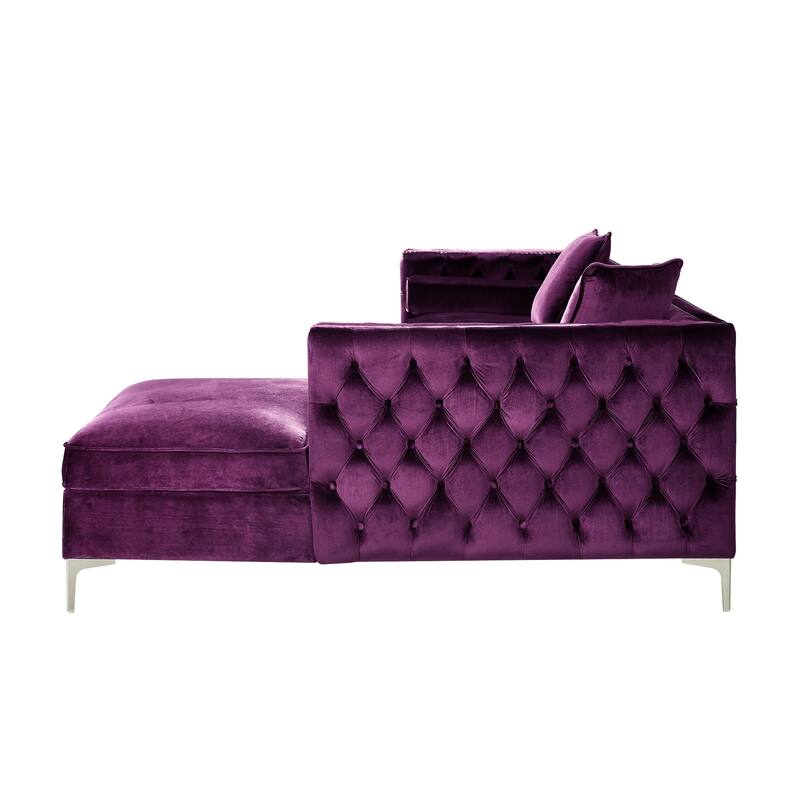 Dante Velvet Chaise Sectional Sofa