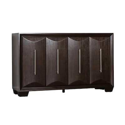 4 Doors Wooden Server with Nickel Appliance Pull Handle