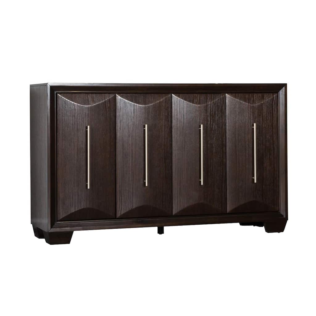 4 Doors Wooden Server with Nickel Appliance Pull Handle