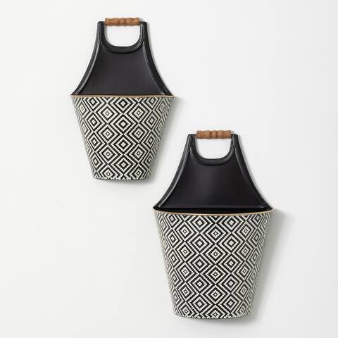 Sullivans Geometric Print Wall Metal Planters - Set of 2