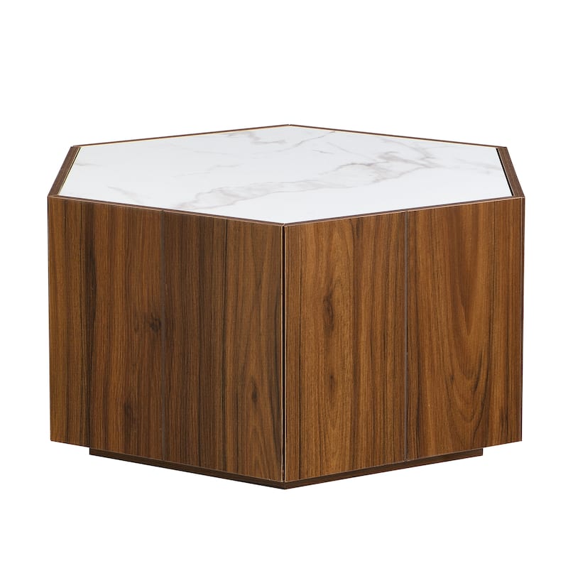 Christopher Knight Home - Quill Hexagonal MDF Coffee Table with Two Drawers and Modular Configuration