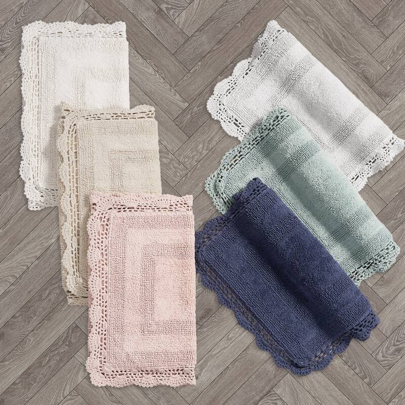 Laura Ashley Reversible Cotton Crochet Bath Rug
