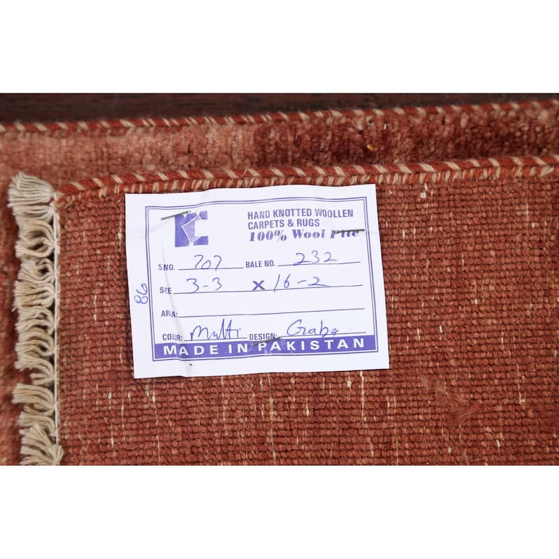 Modern Gabbeh Kashkoli Oriental Wool Runner Rug Handmade Carpet - 3'2" x 16'2"
