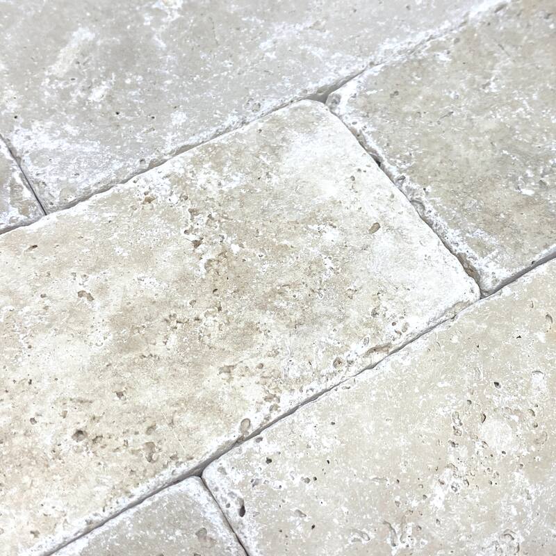 Ivory Travertine 3" x 6" Rustic Tumbled Tile