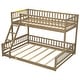 preview thumbnail 4 of 20, Bunk Bed Twin XL Over Queen with Ladder and Slats Support, Bed Frame with Safety Guardrails