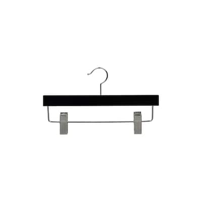 Kids Black Bottoms Hanger with Clips, 11" Length x 5/8" Thick, Chrome Hardware Box of 25