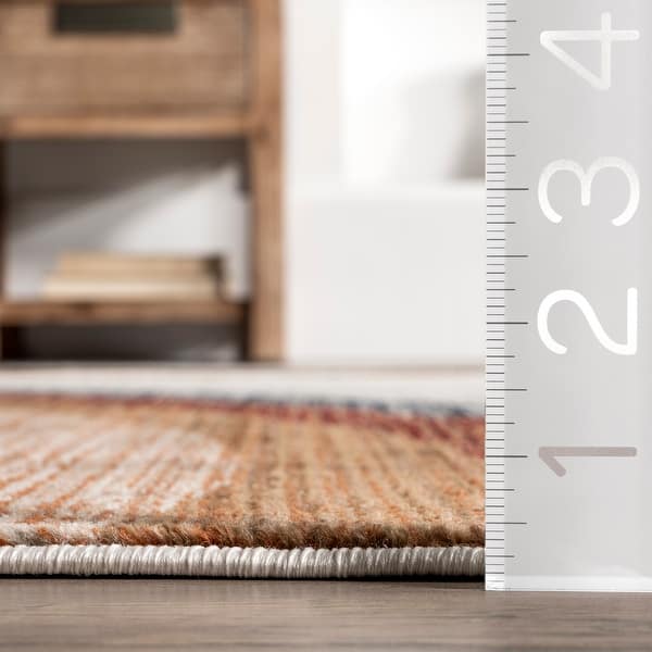 dimension image slide 1 of 2, Nuloom Waverley Distressed Circles Fringe Area Rug