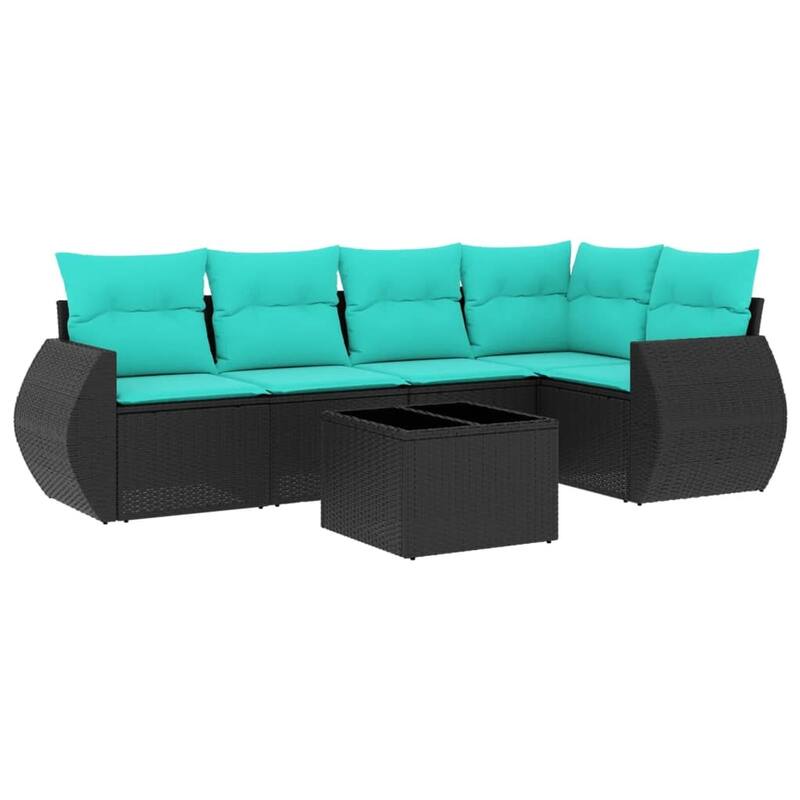vidaXL Patio Sofa Set with Cushions Outdoor Conversation Furniture Poly Rattan - 24.4 x 24.4 x 27.2