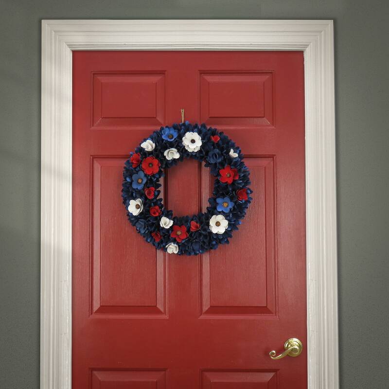 20" Red, White and Blue Floral Wreath