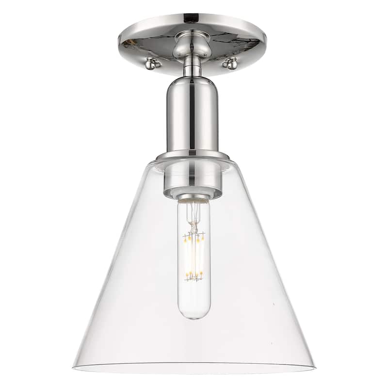 Innovations Lighting 716-1C-12-8 Berkshire Glass Semi-Flush Berkshire - Polished Nickel / Clear