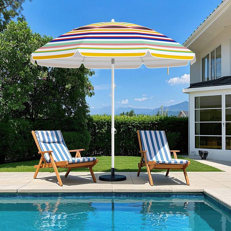 Costway 6.5 FT Beach Umbrella Folding Outdoor Parasol with Push Button