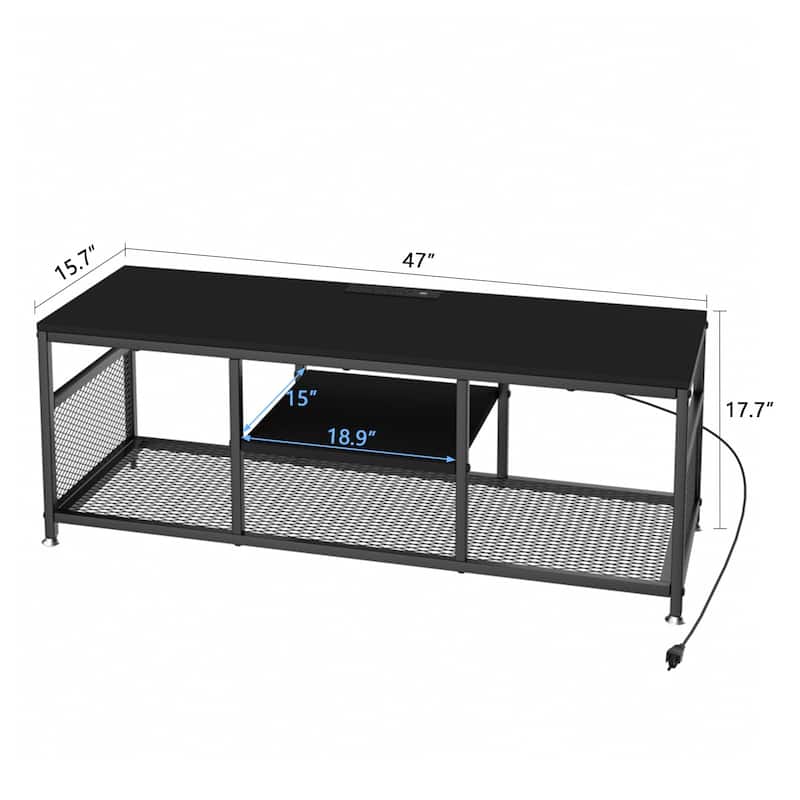 VECELO 47 Inch TV Stand TV Media Console Table Entertainment Center with Power Outlets and Open Storage Shelves - 47 inches