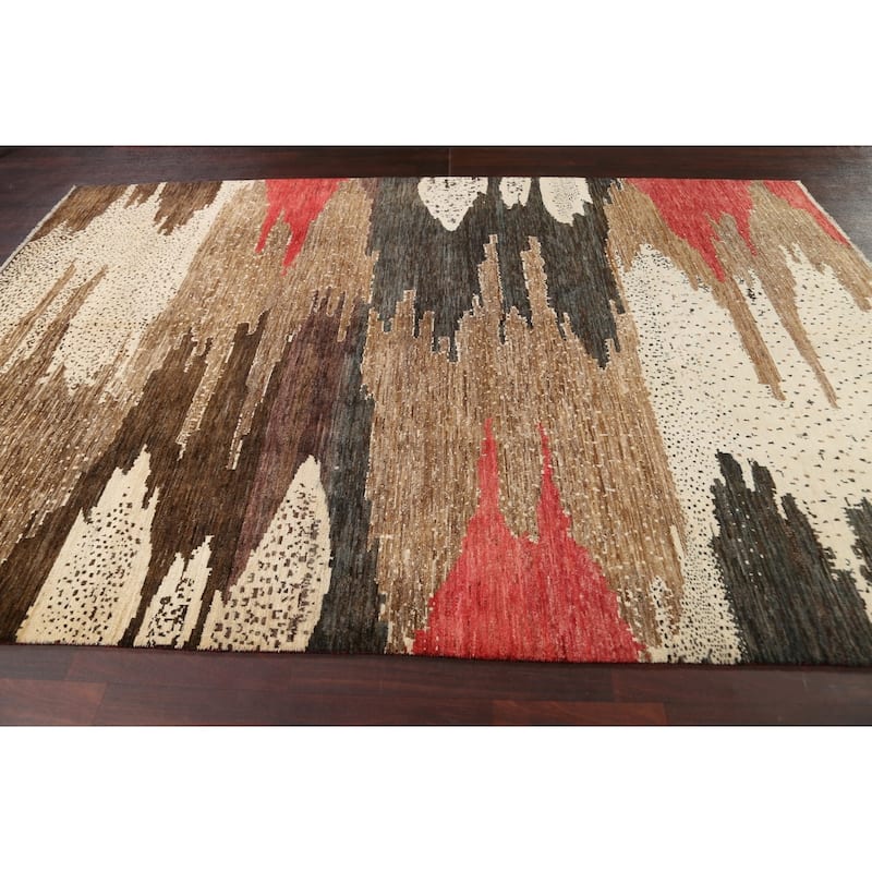 Contemporary Abstract Oriental Home Decor Area Rug Wool Hand-knotted - 6'5" x 9'7"