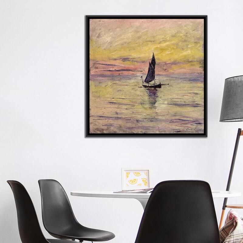 iCanvas "The Sailing Boat, Evening Effect, 1885 " by Claude Monet Framed Canvas Print
